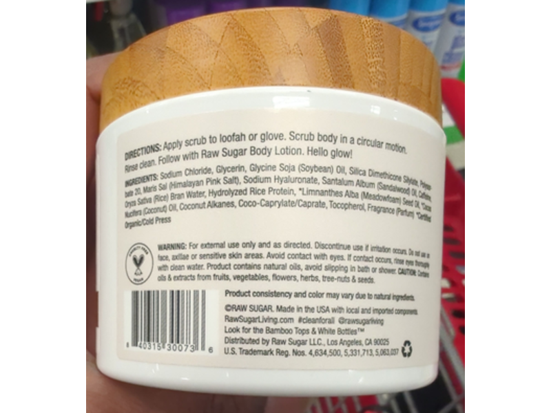 Raw Sugar Daily Micro Scrub Salt Polish, Santal + Caffeine, 15 oz/425 g