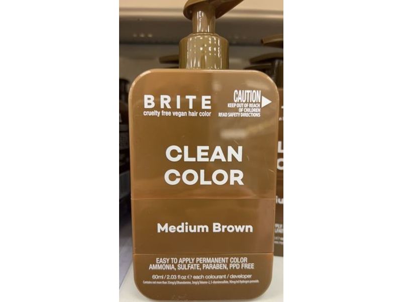 Brite Clean Color Permanent Hair Color, Medium Brown, 2.03 fl oz/60 mL