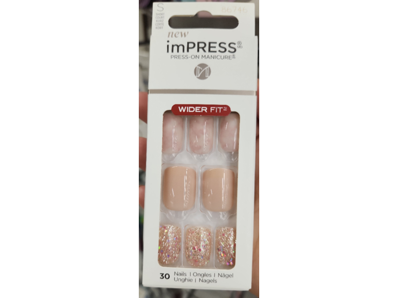 Kiss Impress Press-On Nails Manicure 30 Chip-Proof, 30 Count