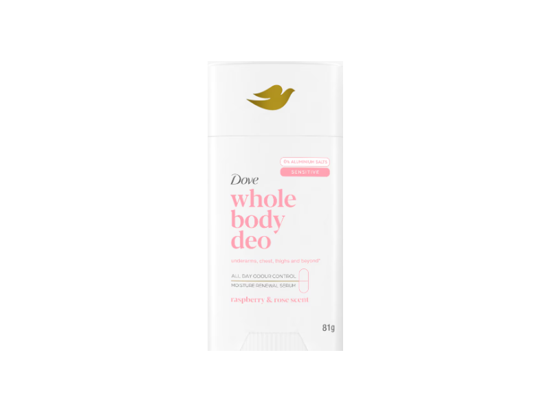 Dove Whole Body Deodorant, Raspberry & Rose Scent, 81 g