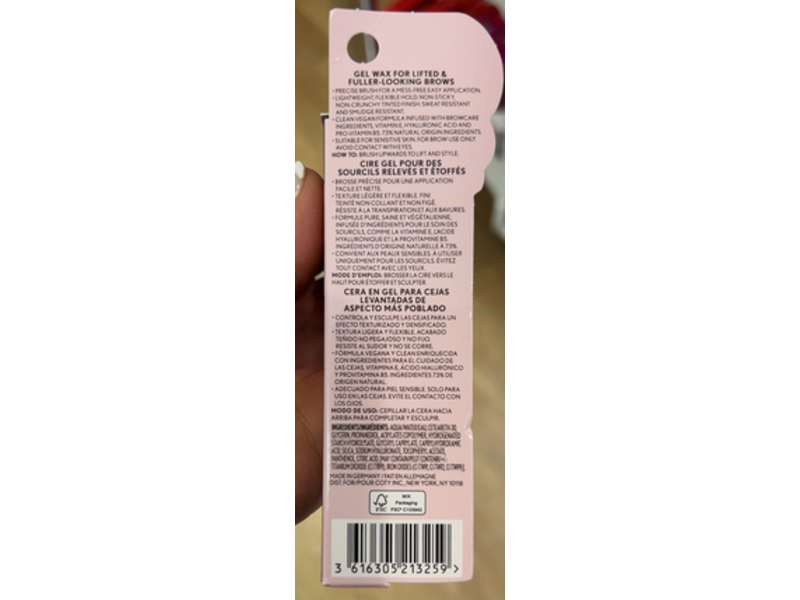 CoverGirl Clean Fresh Brow Enhancer Gel Wax, 500 Medium Brown, 0.18 fl oz/5.5 mL