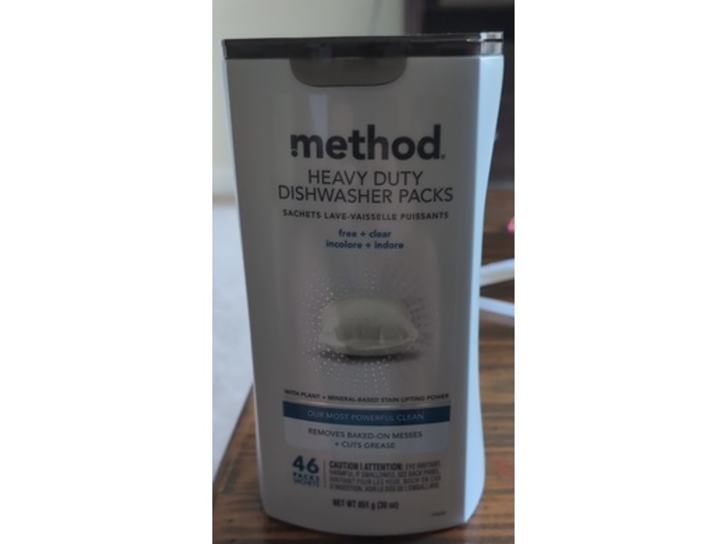 Method Heavy Duty Dishwasher Packs, Free + Clear, 30 oz/851 g, 46 Count, Pack Of 2