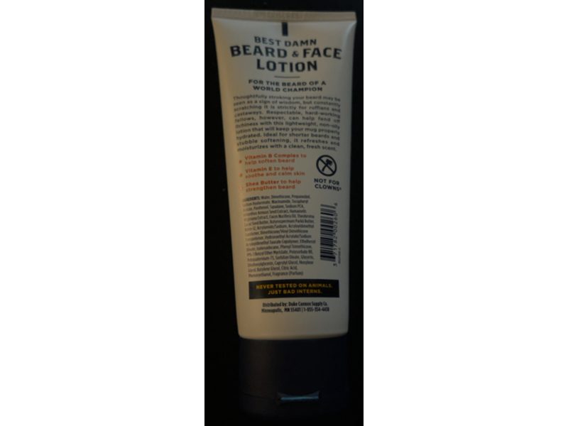 Duke Cannon Best Damn Beard & Face Lotion, Citrus Hefeweizen, 3.2 fl oz/94 mL