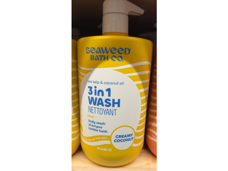 Seaweed Bath Co. 3 In 1 Body Wash + Shampoo + Bubble Bath, Creamy Coconut, 30 fl oz/887 mL