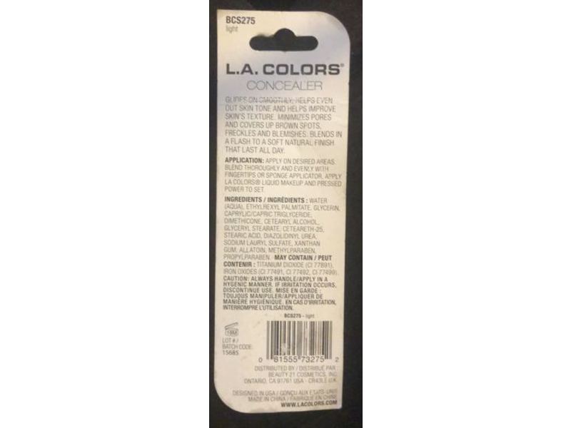 L.a Colors Concealer Light & Creamy Full Flawless Coverage, Bcs275 Light, 0.21 oz/6 g
