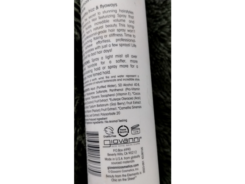 Giovanni Styling & Finishing Hair Texturizing Spray, 7 fl oz/207 mL