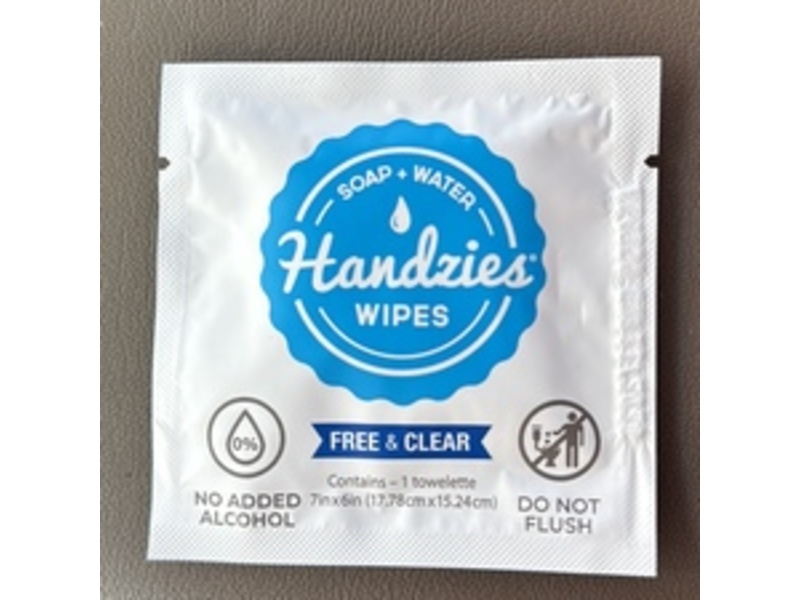 Handzies Soap + Water Wipes, Free & Clear, 1 Count