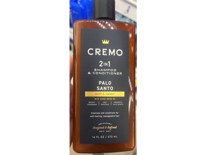 Cremo 2 In 1 Shampoo & Conditioner, Palo Santo, 16 fl oz/473 mL
