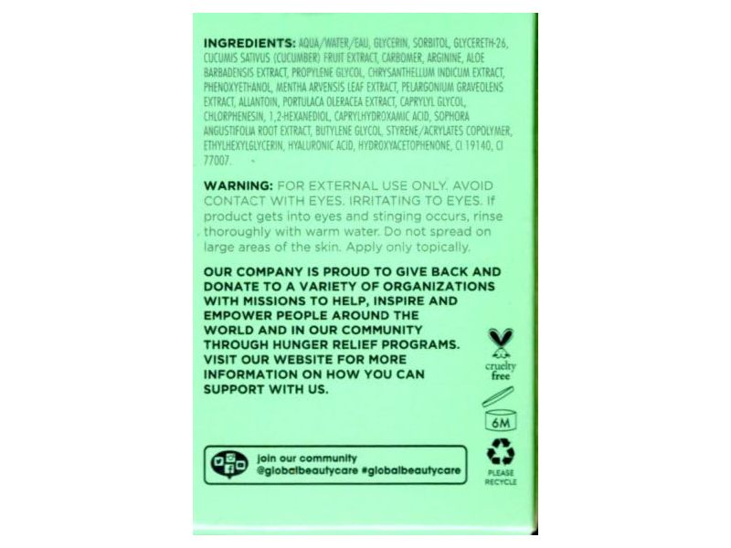 Global Beauty Care Blemish Control Oil-Free Soothing Moisturizer Cooling Gel, Hyaluronic Acid + Aloe Vera & Cucumber, 1.7 oz/50 mL, Pack Of 2