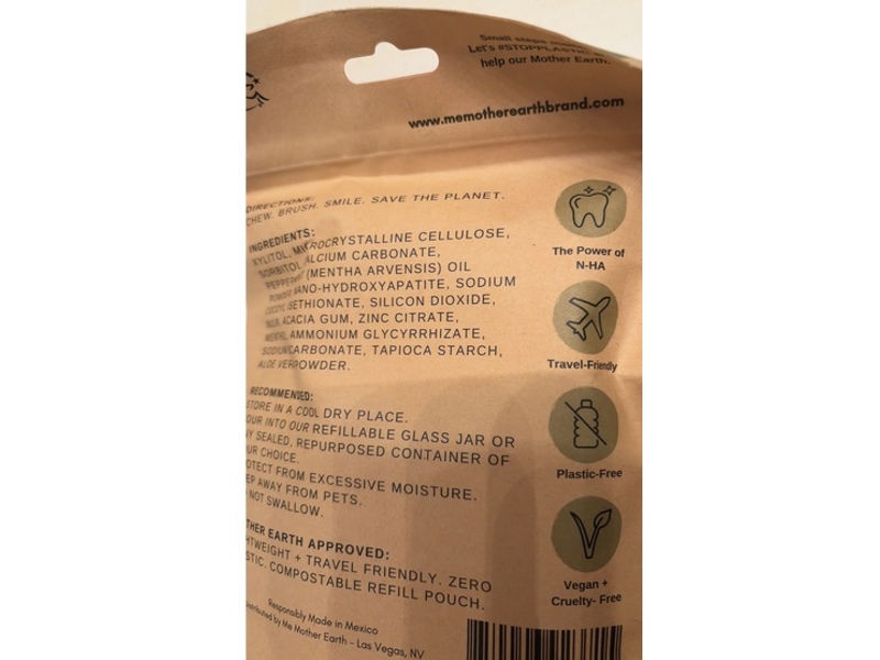 Me Mother Earth Toothpaste Tablets, Peppermint Refill, 4 oz.113 g, 195 Count