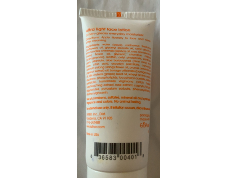 Lather Ultra Light Face Lotion, 2 oz/56 g