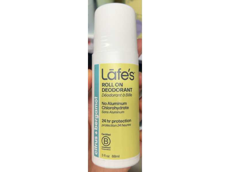 Lafe's Roll-On Deodorant, Citrus & Bergamot, 3 fl oz/88 mL, 3 Pack