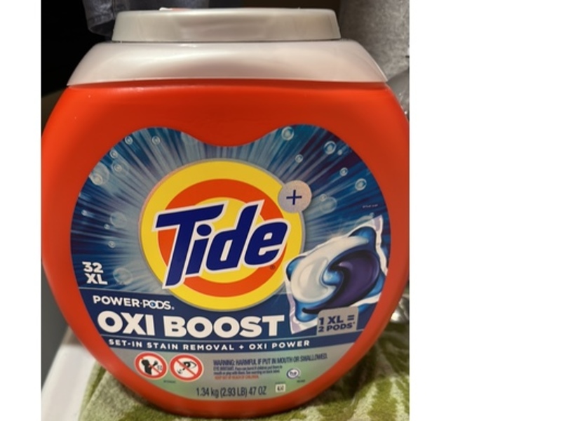 Tide Oxi Boost Power Laundry Detergent Pods, 47 oz/1.34 kg, 32 Count,