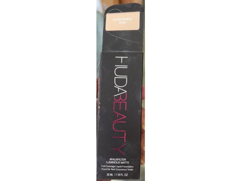 HUDA BEAUTY Faux Filter Luminous Matte Full Coverage Liquid Foundation, 200B Shortbread, 1.18 fl oz/35 mL