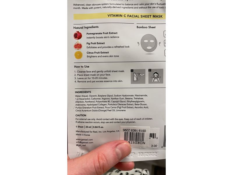 Rael Beauty Vitamin C Brighten + Glow Facial Sheet Masks