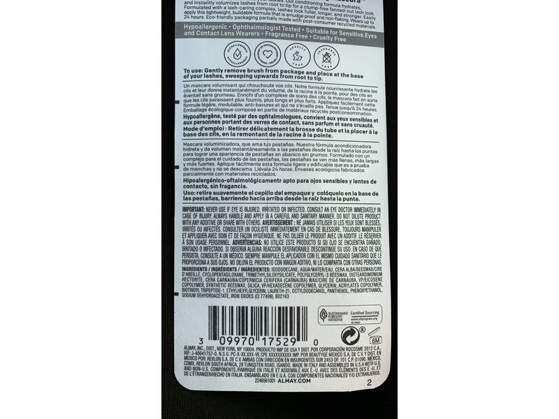 Almay Volume & Conditioning Mascara, 040 Blackest Black, 0.27 fl oz/8 mL