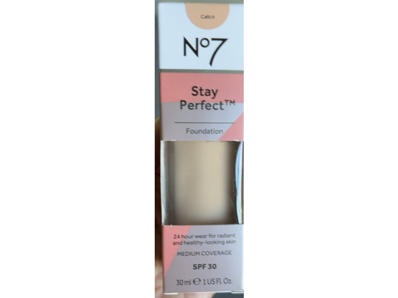 No 7 Stay Perfect Foundation, Calico, SPF 30, 1 fl oz/30 mL