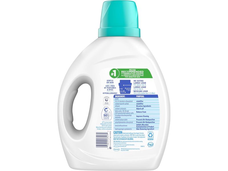 All Odor Relief Liquid Laundry Detergent, Free Clear, 49 Loads, 73 fl oz/2.15 L