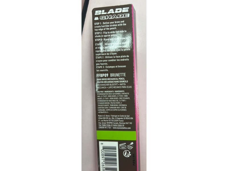 Nyx Professional Makeup Blade & Shade Nano Brow Pencil, 09 Brunette, 0.002 oz/0.06 g