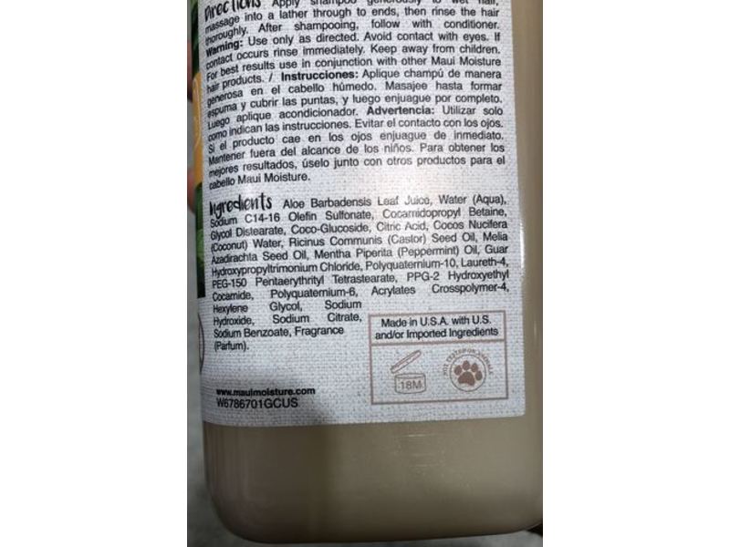 Maui Moisture Hair Care Shampoo, Strength & Length + Castor & Neem Oil, 15 fl oz/385 mL