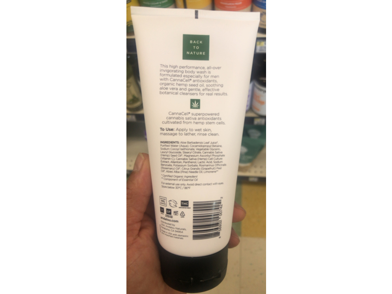 Andalou Naturals Canna Cell Men 3-In-1 Invigorating Body Wash, Hemp Stem Cells, 8.5 fl oz/251 mL