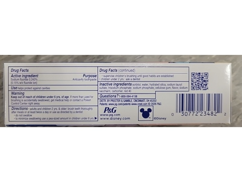 Crest Disney Stitch Flouride Anticavity Toothpaste, Strawberry Rush, 4.2 oz/119 g