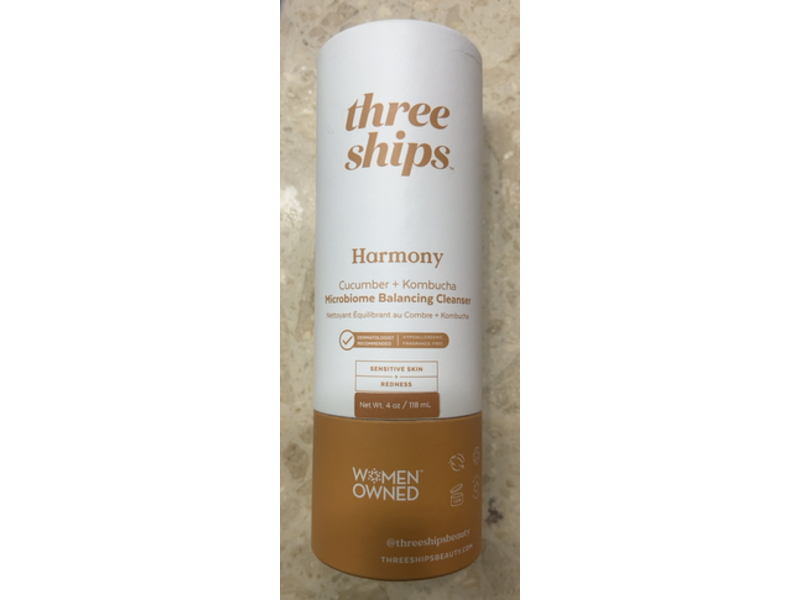 Three Ships Harmony Microbiome Balancing Cleanser, Cucumber + Kombucha, 4 oz/118 mL