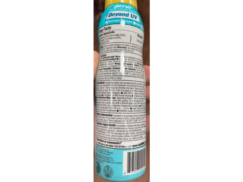 Sea & Ski Beyond UV Kids Sunscreen Spray, SPF 70, 6 oz/170 g