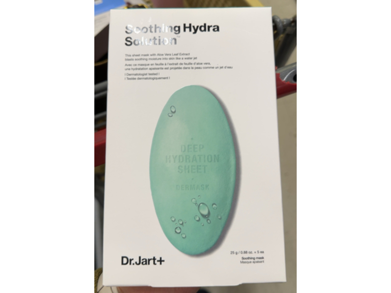 Dr. Jart+ Soothing Hydra Solution Deep Hydration Sheet Dermask, 0.88 oz/25 g, 5 Count