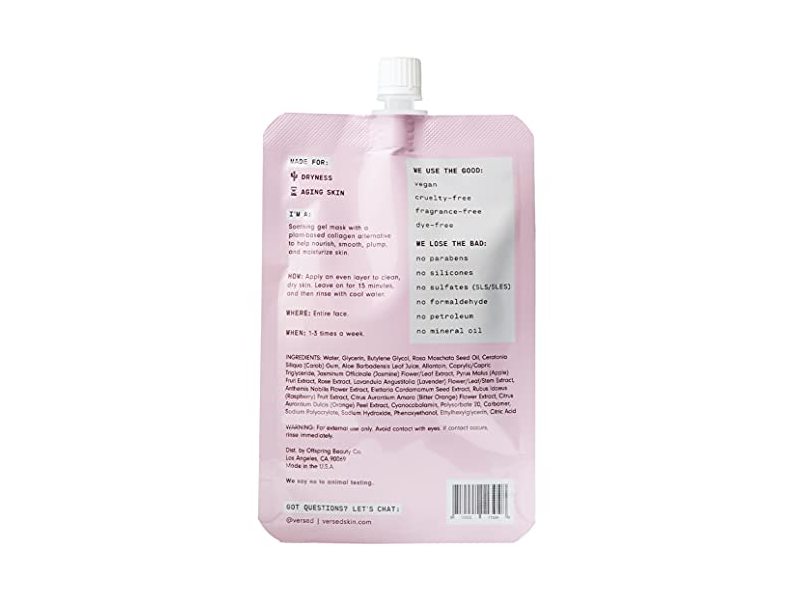 Versed Look Alive Hydrating Plumping Mask, Rosehip Seed Oil+Aloe Leaf Juice, 1.5 fl oz/45 mL