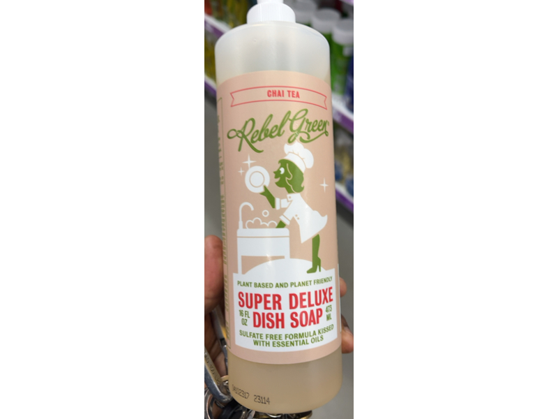 Rebel Green Super Deluxe Dish Soap, Chai Tea, 16 fl oz/473 mL, Pack Of 4
