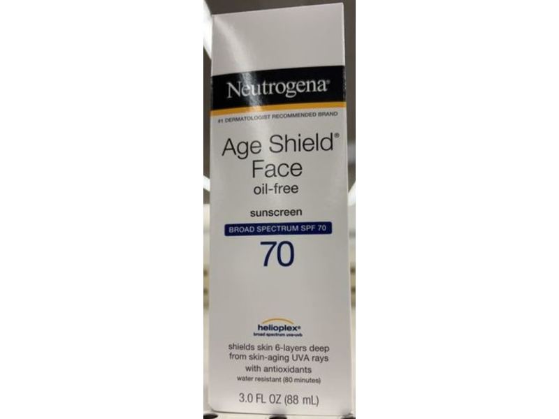 Neutrogena Age Shield Face Sunscreen, Oil-Free, SPF 70, 3.0 fl oz/88 mL, Pack Of 3