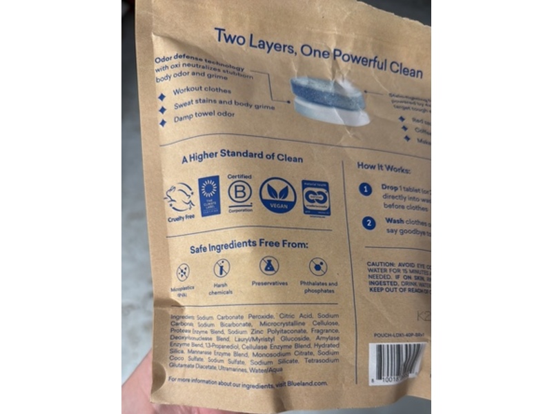 Blue Land Power Duo 2 In 1 Advanced Stain+Odor, Bergamot Rose Scent, 12.7 oz/360 g, 40 Count
