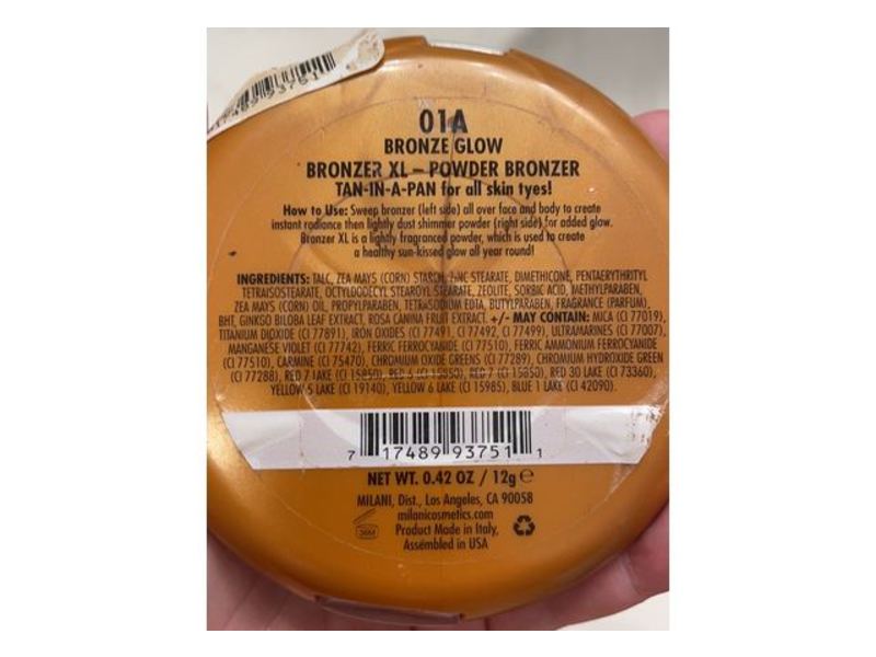 Milani Bronzer Powder Xl All Over Glow Bronzer, 01A Bronze Glow, 0.42 oz/12 g