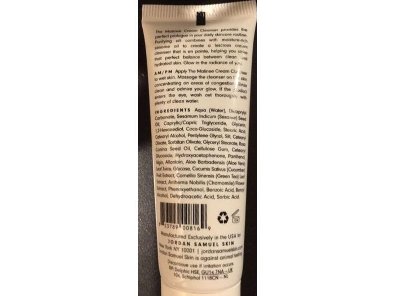 Jordan Samuel Skin The Matinee Cream Cleanser, 1 fl oz/30 mL
