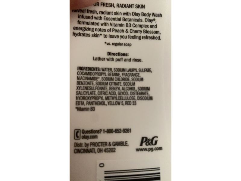 Olay Body Wash, Peach & Cherry Blossom, 23.6 fl oz/700 mL