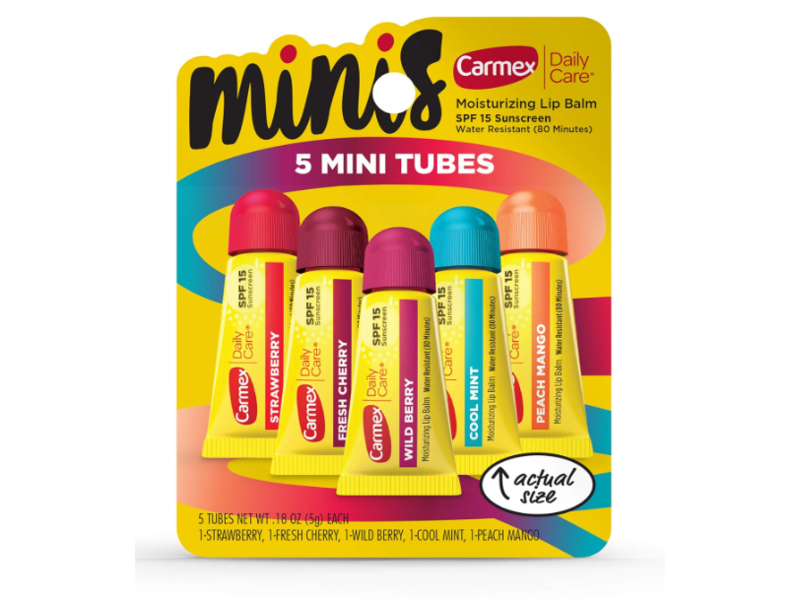Carmex Daily Care Minis Moisturizing Lip Balm, SPF 15, 0.18 oz/5 g, Count 5