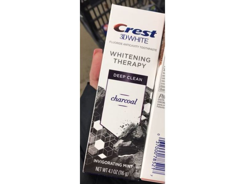 Crest 3D White Fluoride Anticavity Toothpaste, Whitening Therapy, Deep Clean, Charcoal, Invigorating Mint, 4.1 oz/116 g