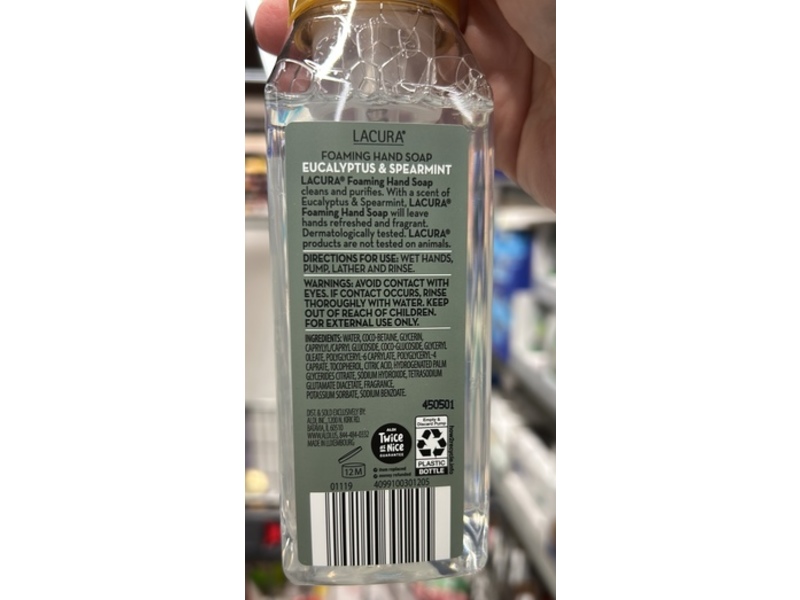 Lacura Wellness Collection Foaming Hand Soap Eucalyptus & Spearmint, 10.14 fl oz/300 mL