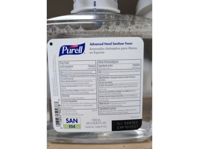 Purell Advanced Hand Sanitizer Foam, 40.5 fl oz/1200 mL, Pack Of 2