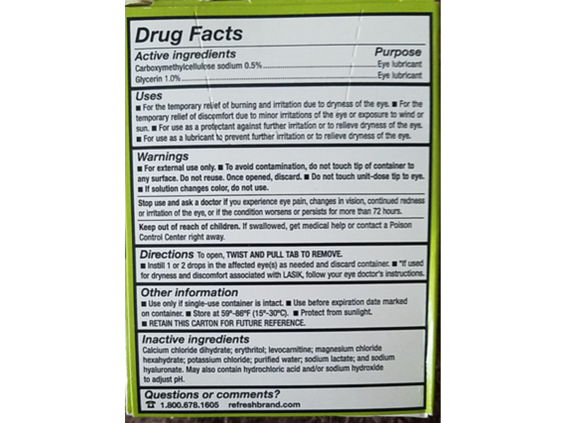 Refresh Relieva Pf Lubricant Eye Drops, Preservative-Free, 0.01 fl oz/0.4 mL, 30 Count