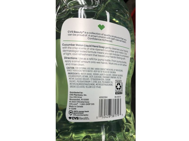 CVS Health Liquid Hand Soap Refill, Cucumber Melon, 56 fl oz/1.66 L
