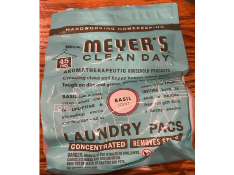 Mrs. Meyer's Clean Day Laundry Detergent Pacs, Basil Scent, 12 oz/810 g, 45 Count