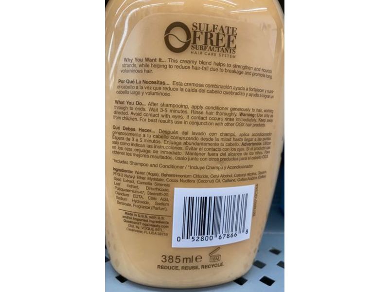 Ogx Anti-Hair Fall + Coconut Caffeine Conditioner, 13 fl oz/385 mL
