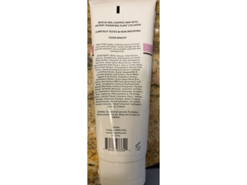 Reshape+ Collagen Hand Rescue Moisturizer Cream, Aloe Vera, Green Tea, & Shea Butter, 8 fl oz/237 mL