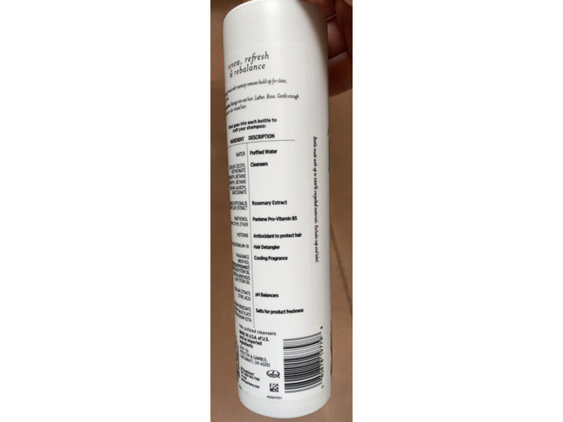 Pantene Nutrient Blends Shampoo, Rosemary, 9.6 fl oz/285 mL