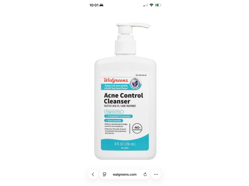 Walgreens Acne Control Cleanser, 8 fl oz/236 mL