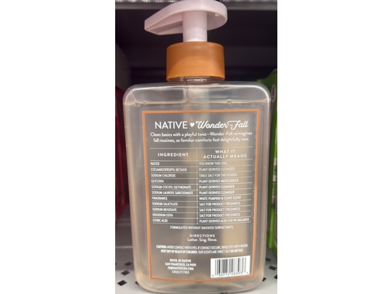 Native Liquid Hand Soap, White Pumpkin & Clove, 13 fl oz/384 mL