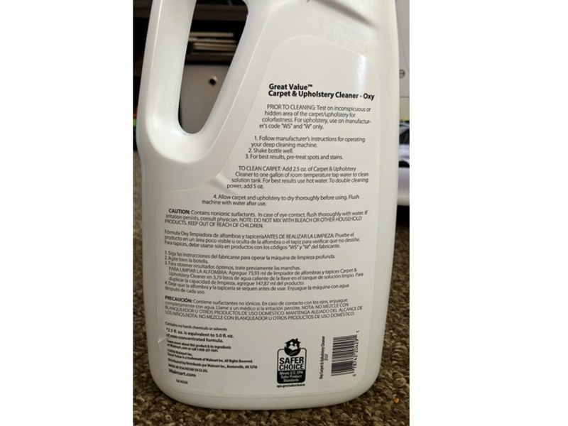 Great Value Oxy Carpet & Upholstery Cleaner, Fresh Scent, 64 fl oz/1.89 L
