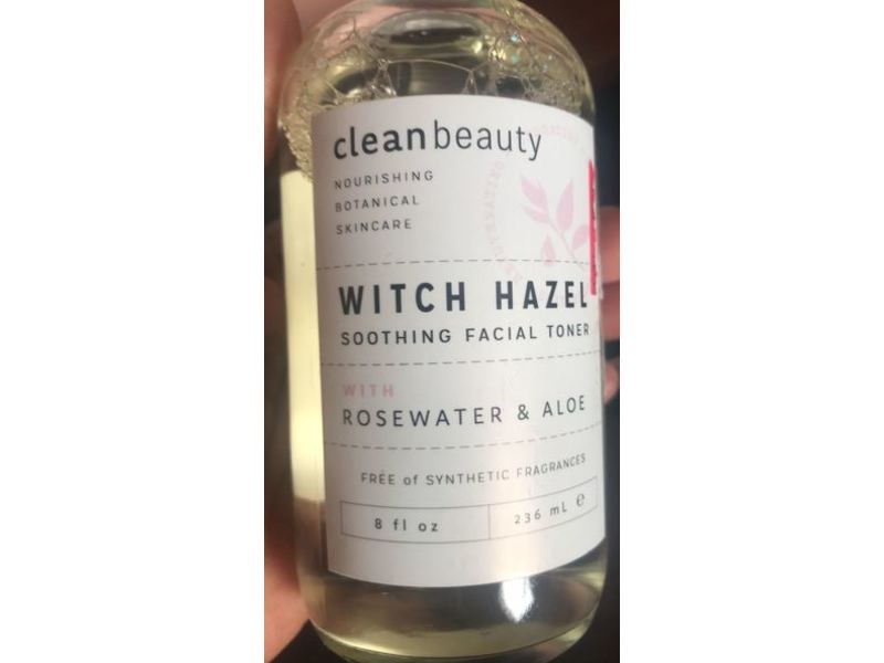 Clean Beauty Witch Hazel Soothing Facial Toner, Rose Water & Aloe